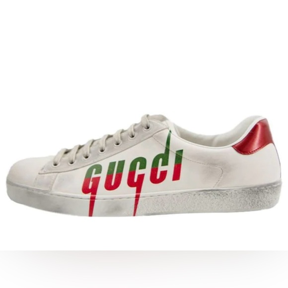 Gucci Ace Blade Distressed Low top Sneakers - Picture 1 of 14
